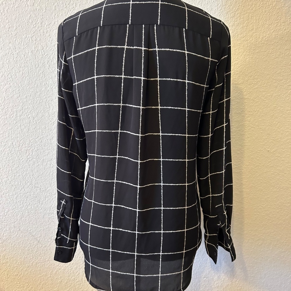 Women’s Apt 9 Essentials Black & White Checkered Long Sleeve Shirt | Size XS - Picture 3 of 11